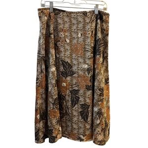 Willi Smith Women's‎ Floral Beaded Maxi Skirt Flowy Brown Boho Festival Size 12